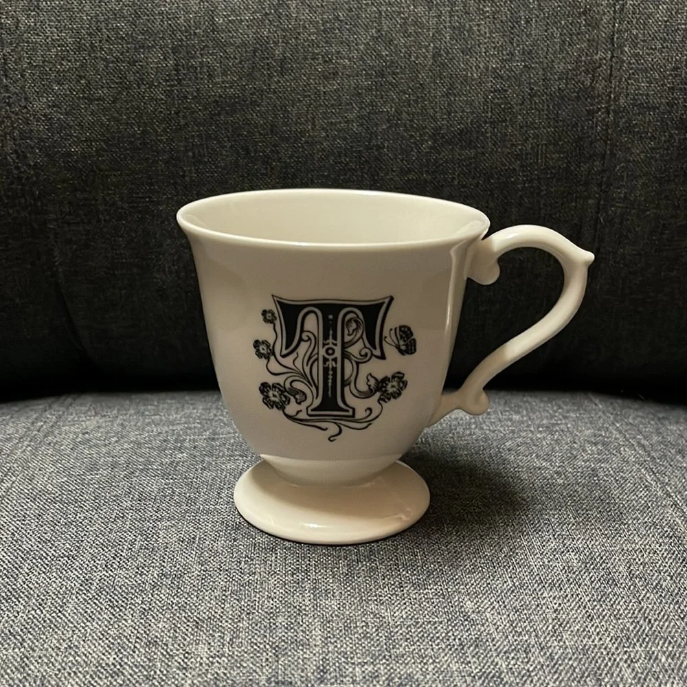 Anthropologie Missus Footed Pedestal Monogram Mug